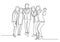 Continuous line drawing of happy business team standing