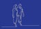 Continuous line drawing of happy older couple walking