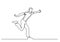 Continuous line drawing of happy running young man
