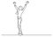 Continuous line drawing of happy standing woman