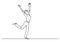 Continuous line drawing of happy woman raising hands