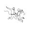 Continuous line drawing of happy young couple jumping