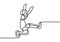 Continuous line drawing of kid long jump. Young energetic athlete exercise to land on sand pool after jumping vector illustration