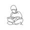 Continuous line drawing of kid read book minimal design