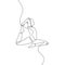 Continuous line drawing king pigeon yoga concept. Hand drawn minimalist design vector illustration on white background