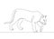 Continuous line drawing lioness and tiger