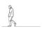 Continuous line drawing of lonely walking man