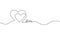 Continuous line drawing of love vector. Minimalism illustration abstract two hearts embracing symbol of couple and wedding. Single