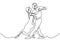 continuous line drawing of loving couple having fun and dancing vector minimalism