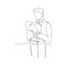 continuous line drawing of male worker standing. isolated sketch drawing of male worker standing line concept. outline thin stroke