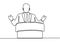 Continuous line drawing, a man give a speech on podium. Concept of businessman or politician giving campaign. Simplicity style,