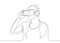 Continuous line drawing Man in glasses device virtual reality