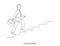 Continuous line drawing of man going up the stairs. Businessman career symbol. Vector illustration.