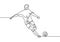 Continuous line drawing of a man kick a ball minimalism of football soccer player