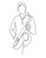 Continuous line drawing of musician plays saxophone vector illustration isolated on white.
