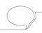 Continuous line drawing of oval speech bubble, Black and white vector minimalistic
