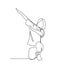 Continuous line drawing of people dance dab gesture. Vector illustration. Dabbing girl one line. woman hands up illustration.