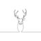 Continuous line drawing Reindeer isolated on white background. Vector illustration.