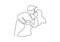 Continuous line drawing of romantic couple kissing for valentine. Elegant couple dancing and kissing very attractive