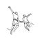 Continuous line drawing of Romantic teenager or happy young couple jumping with happiness moment vector