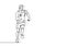 Continuous line drawing of runner minimalist design. Person doing exercise sport run for healthy body fit