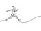 Continuous line drawing running woman , runner sport theme