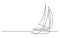 Continuous line drawing of sailing boat