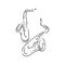 Continuous line drawing of saxophone isolated vector art. Musical instrument for decoration, design, invitation jazz