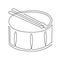 Continuous line drawing of Snare Drum vector icon. Musical instrument single line for decoration, design, invitation