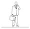 continuous line drawing of standing businessman speaking on his phone. Continuous line drawing. Portrait of businessman