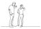 Continuous line drawing of standing couple frustrated