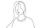 Continuous line drawing of standing feminine woman with long hair. Young pretty girl is posing candid wearing a cardigan. Isolated