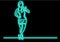 Continuous line drawing of standing fitness woman showing thumb up with neon vector effect