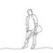 Continuous line drawing of standing guitarist