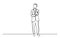 Continuous line drawing of standing thinking man