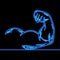 Continuous line drawing Strong muscle hand icon neon concept