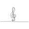 continuous line drawing A treble clef music symbols vector one lineart simplicity illustration minimalist design