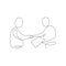 continuous line drawing of two person shaking hand and legalization a business contract