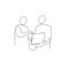 continuous line drawing of two person talking a negotiation concept