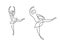 Continuous line drawing of two woman ballet dancer. Two young beautiful professional lady dancer practice ballet together to