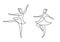 Continuous line drawing of two woman ballet dancer. Two young beautiful professional lady dancer practice ballet together to