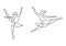 Continuous line drawing of two woman ballet dancer. Two young beautiful professional lady dancer practice ballet together to