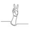 Continuous Line Drawing of Vector Sign of victory. The gesture of the hand one line.