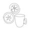 Continuous Line Drawing  warm drinks, lemon tea. Trendy one line draw design vector illustration