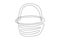 Continuous line drawing of a wicker basket with a handle. Vector illustration isolated on white background. Minimalist