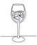 Continuous line drawing. Wineglass with wine. Isolated on white background. Hand drawn vector illustration.