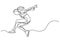 Continuous line drawing of woman athlete moving