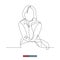 Continuous line drawing of The woman sits and supports her head with her hand. The girl is pensive. Template for your design works