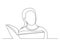 Continuous line drawing of woman studying reading book