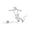 Continuous line drawing of women football player minimalism design